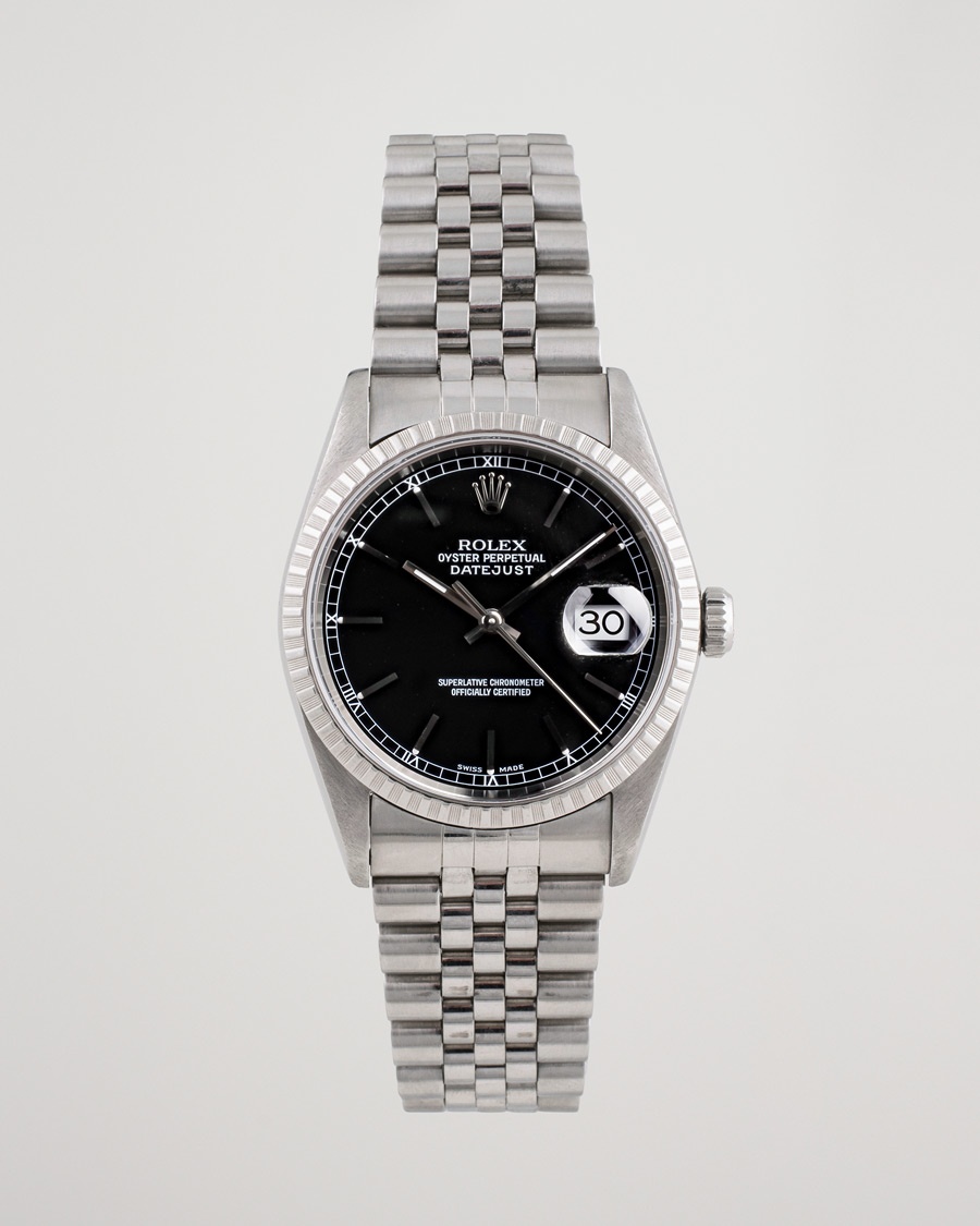Rolex Pre-Owned Datejust 16220 Oyster Perpetual Black Steel Black