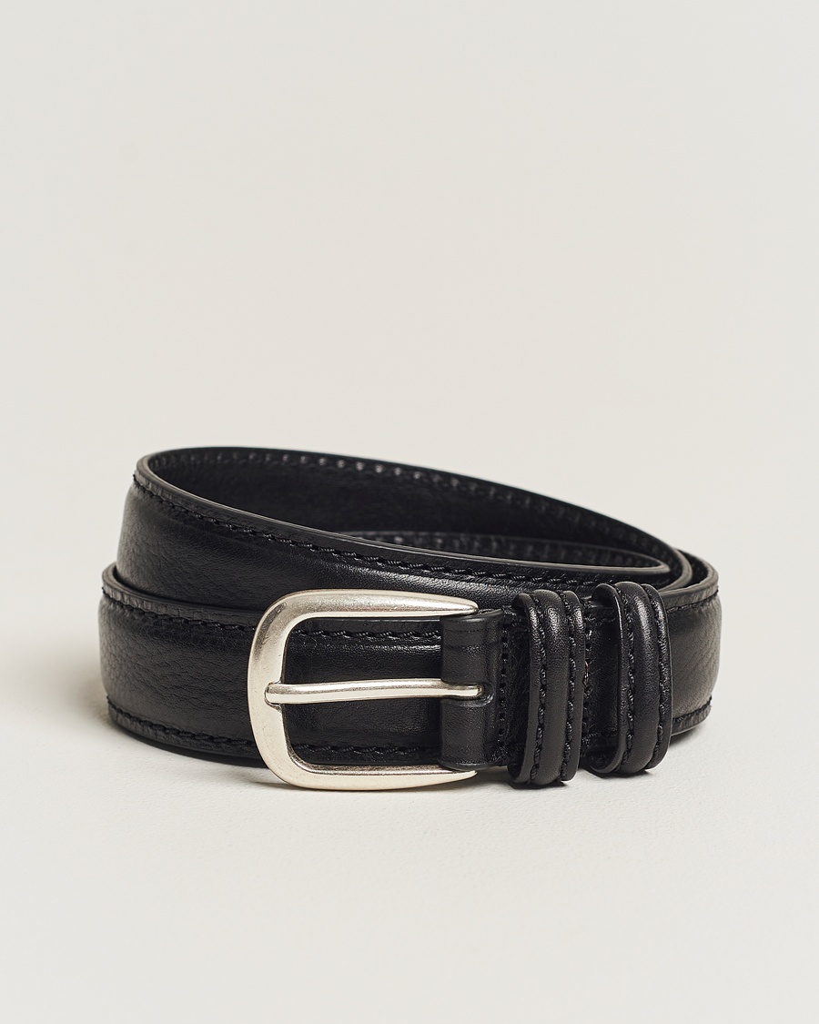 Anderson's Grained Leather Belt 3 cm Black – Noir