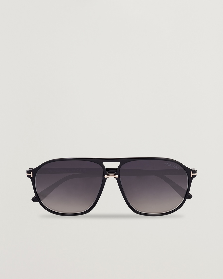 Homme | Lunettes De Soleil Aviateur | Tom Ford | Bruce Sunglasses Shiny Black/Gradient Smoke