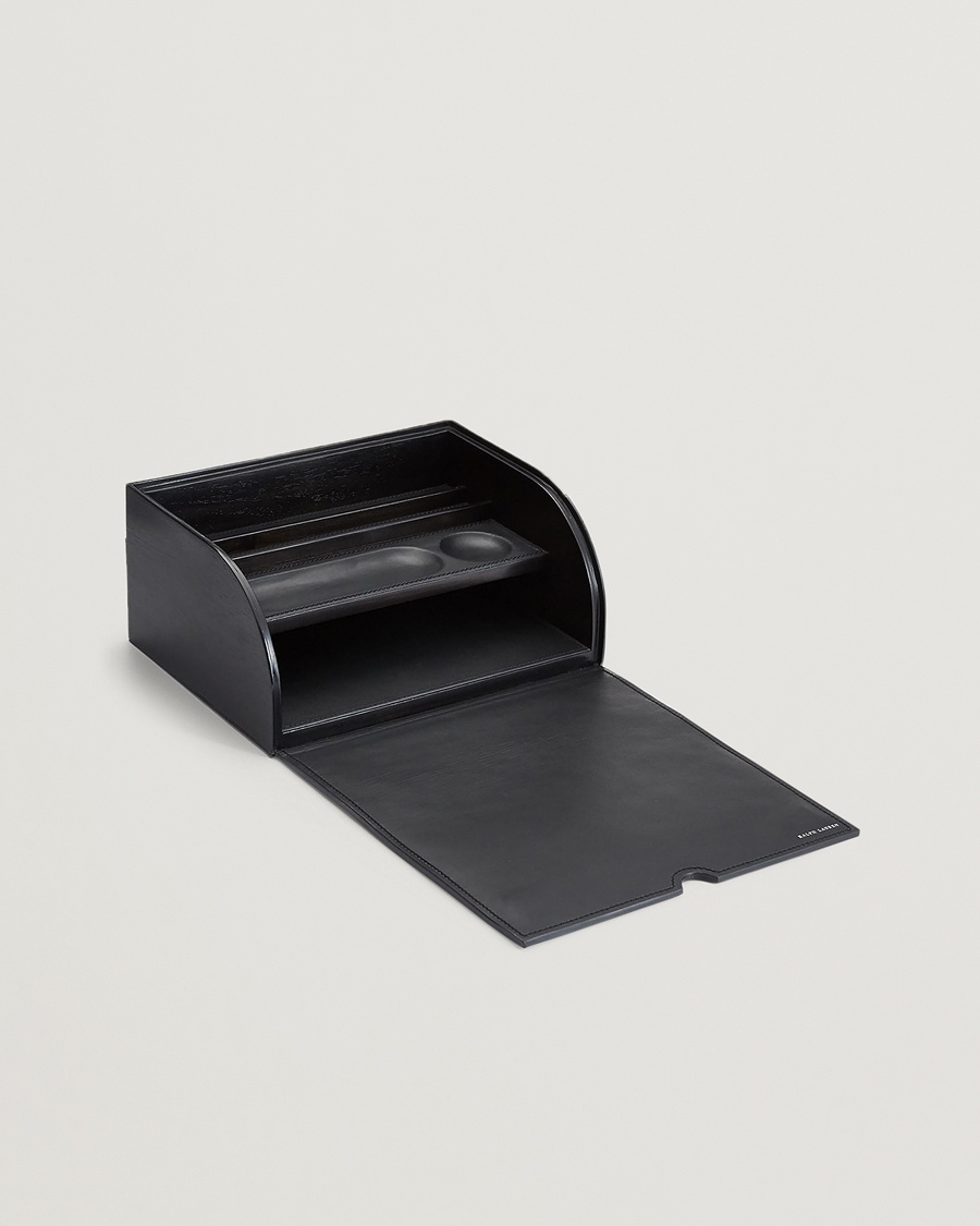 Ralph Lauren Home Brennan Leather Writers Box Saddle Black – Zwart