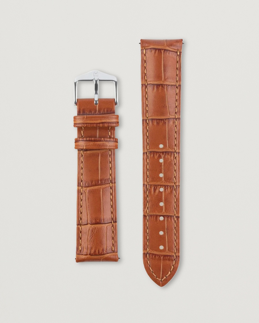 HIRSCH Duke Embossed Leather Watch Strap Honey Brown – Bruin