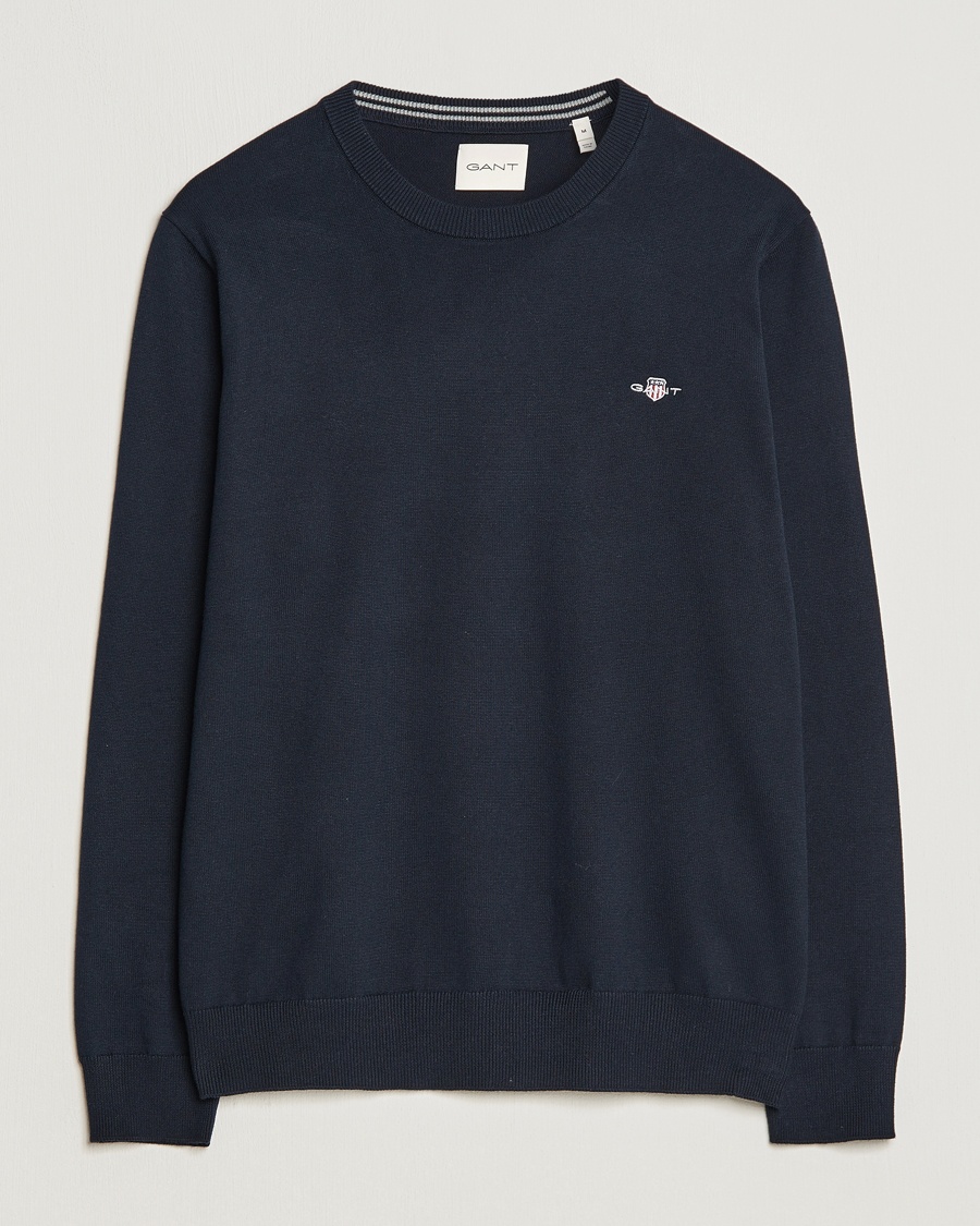 Gant Classic Cotton Crew Neck Evening Blue – Bleu