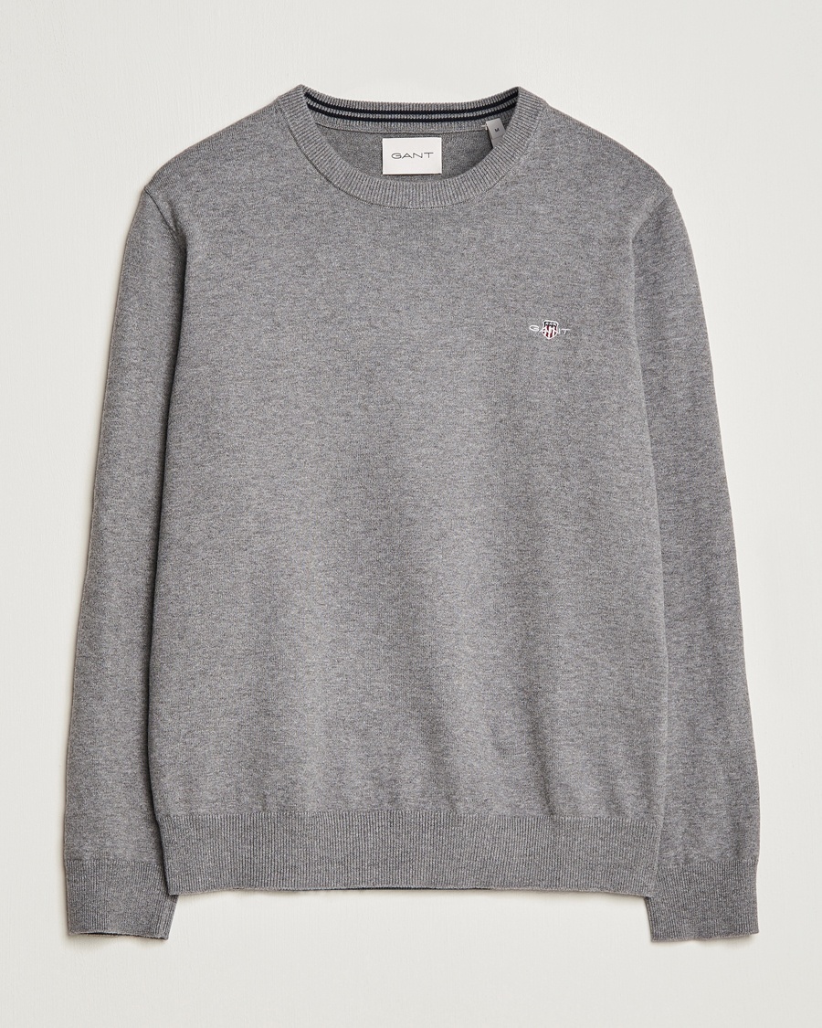 Gant Classic Cotton Crew Neck Dark Grey Melange – Gris
