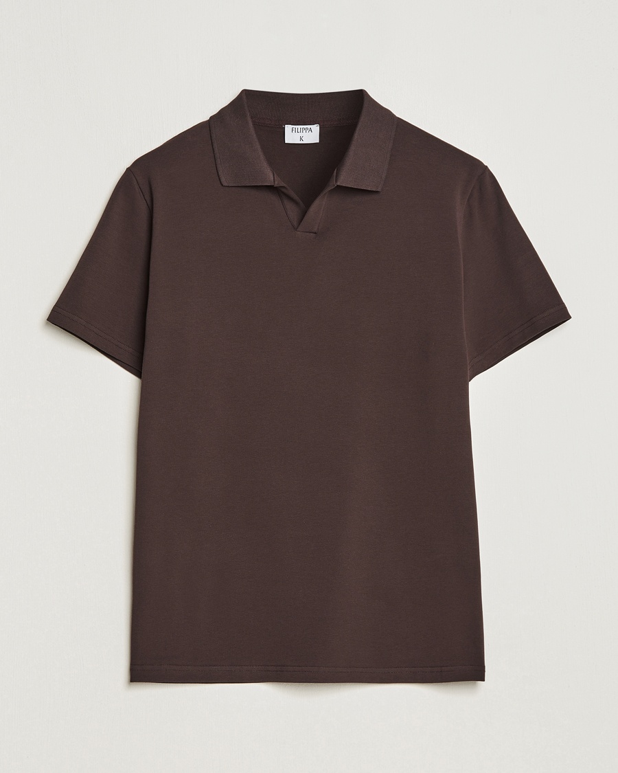 Filippa K Soft Lycra Polo T-Shirt Dark Chocolate – Marron
