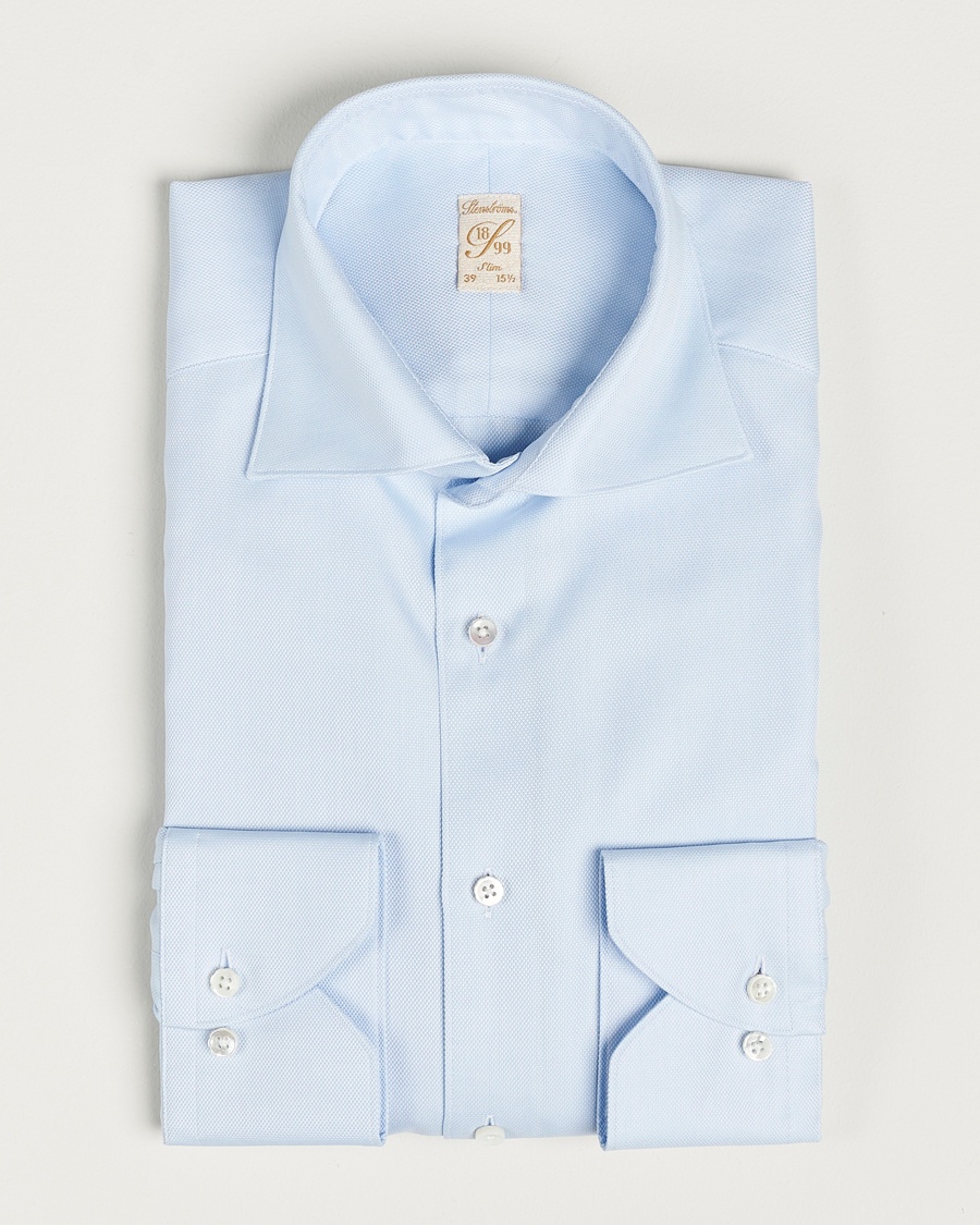 Stenströms 1899 Slim Cotton Royal Oxford Shirt Light Blue – Bleu