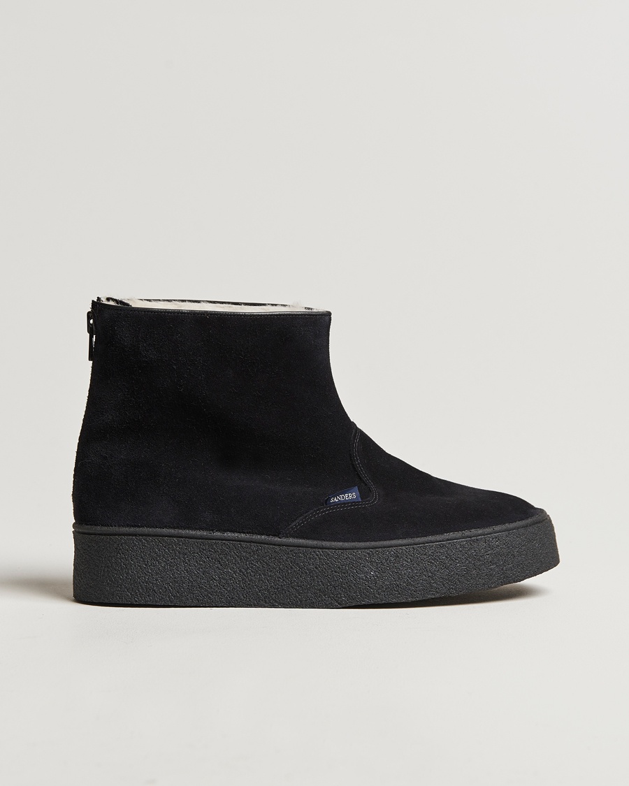 Sanders Sherling Lined Suede Curling Boot Black – Zwart