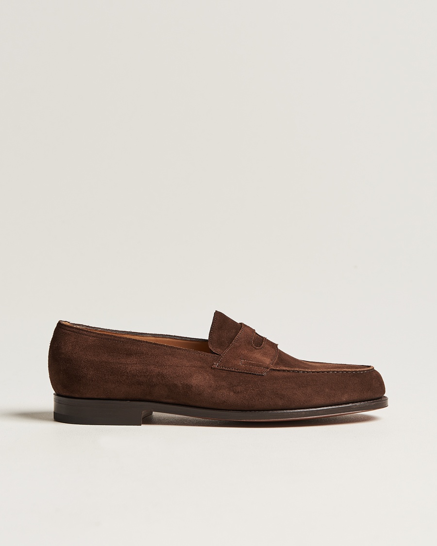 John Lobb Lopez Penny Loafer Dark Brown Suede – Marron