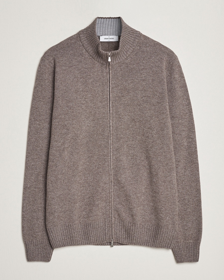 Gran Sasso Wool/Cashmere Full Zip Light Brown Melange – Bruin