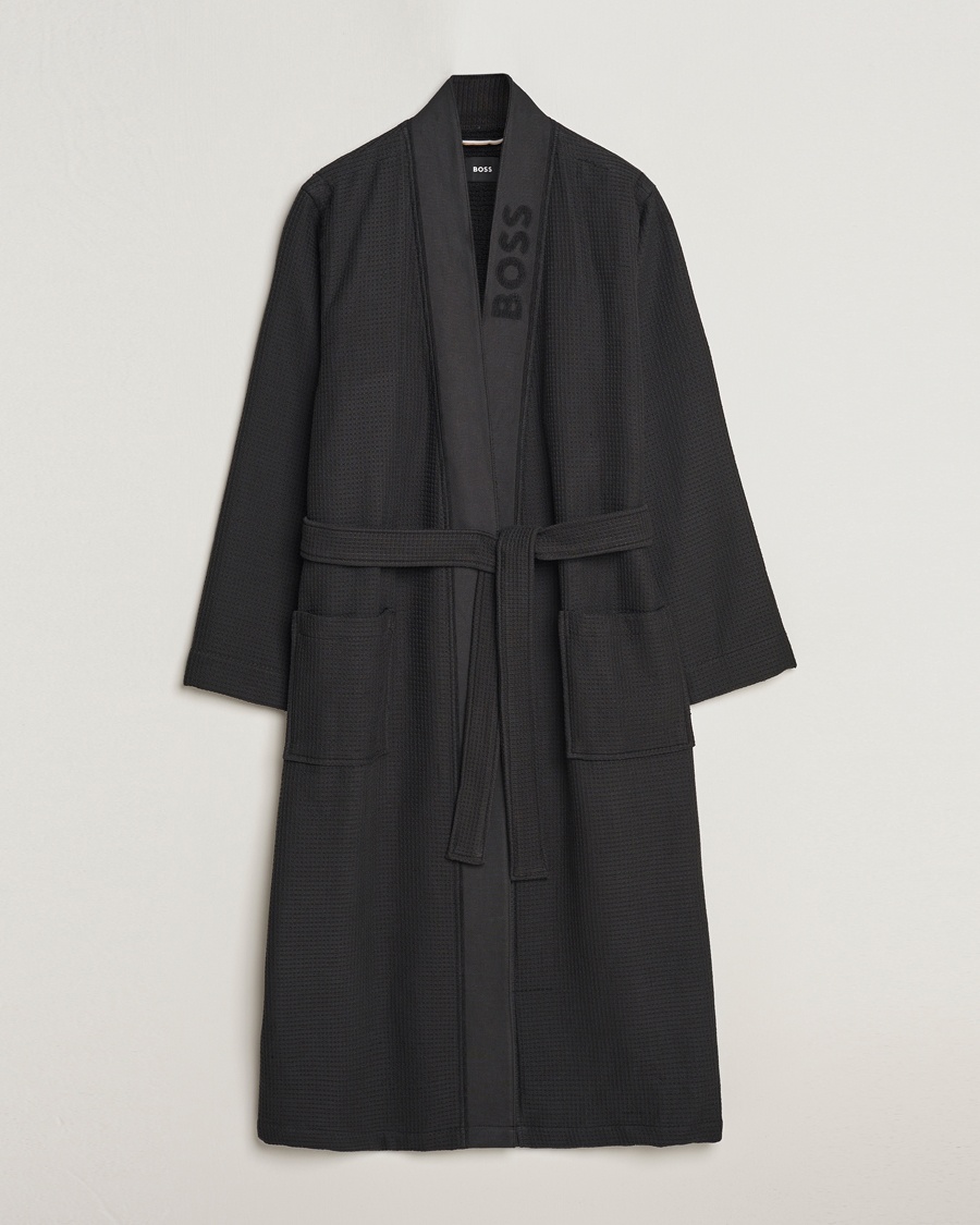 BOSS BLACK Waffle Robe Black – Noir