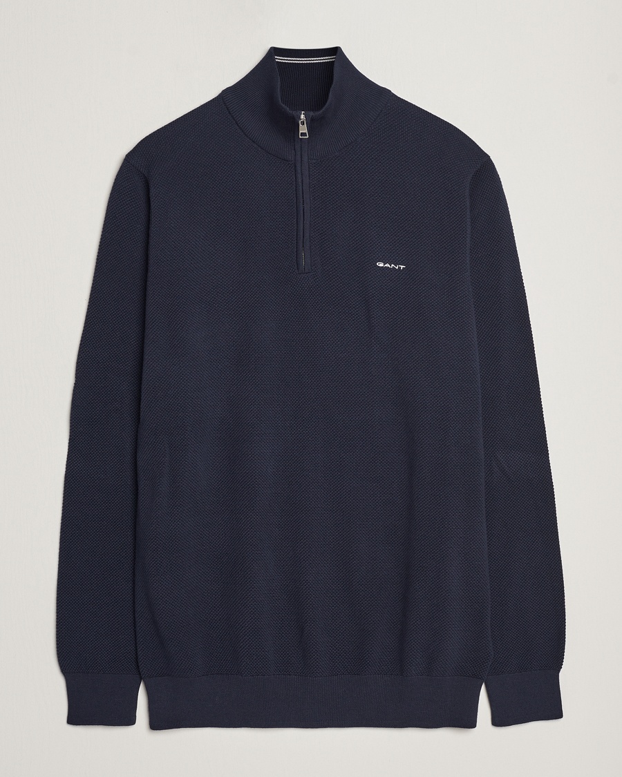 Heren | Loyaliteitsaanbieding | GANT | Cotton Pique Half Zip Evening Blue