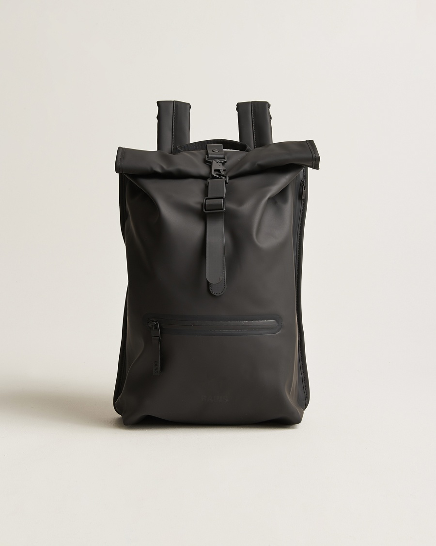 RAINS Rolltop Rucksack Black – Zwart
