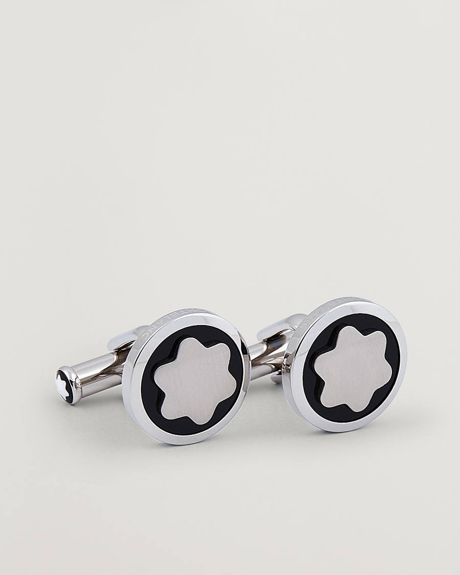 Montblanc Cufflinks Steel Snowcap Onyx – Argent