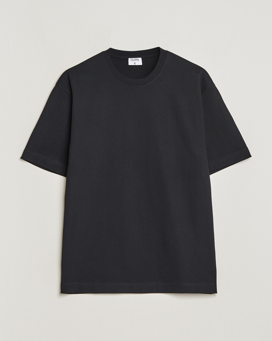 Homme | T-shirts À Manches Courtes | Filippa K | Heavy Cotton Crew Neck T-Shirt Black