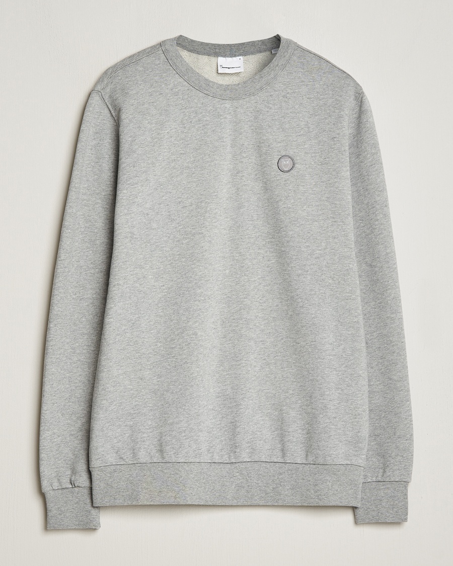 Homme | Sweat-shirts Gris | KnowledgeCotton Apparel | Erik Badge Sweatshirt Grey Melange