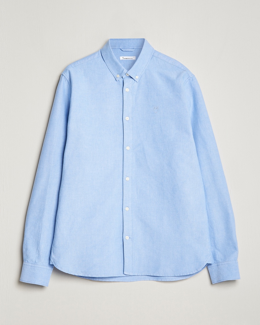 Homme | | KnowledgeCotton Apparel | Harald Small Owl Regular Oxford Shirt Lapis Blue