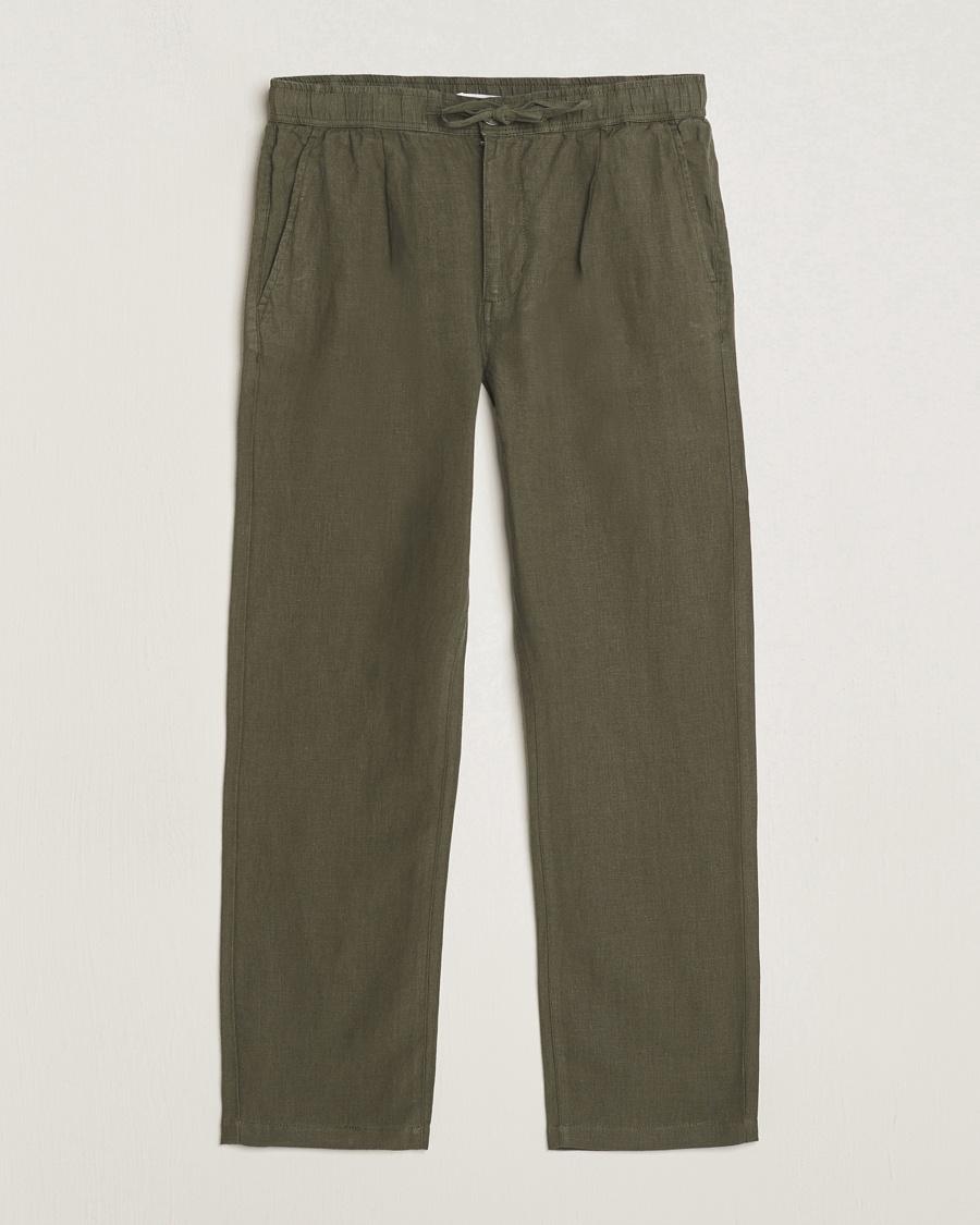 KnowledgeCotton Apparel Loose Linen Pants Burnt Olive – Groen