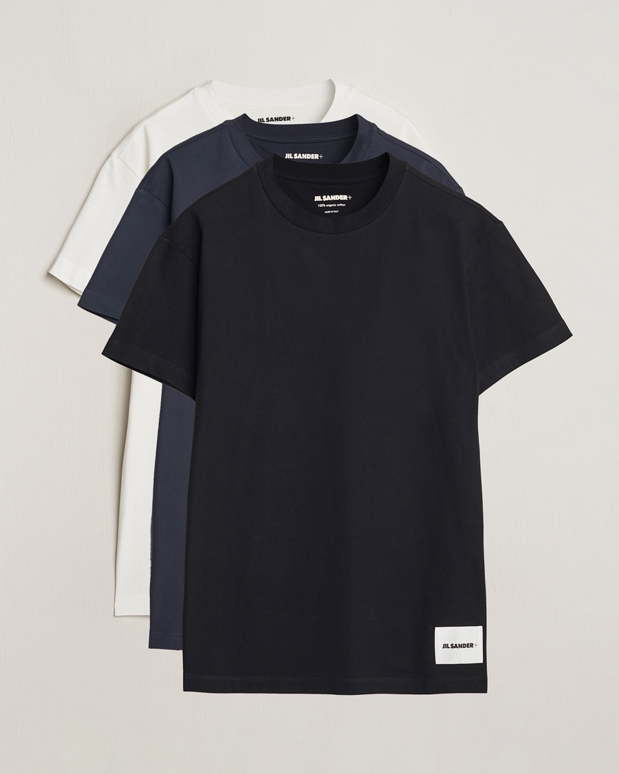 Jil Sander 3-Pack Short Sleeve T-Shirts White/Navy/Black – Blanc