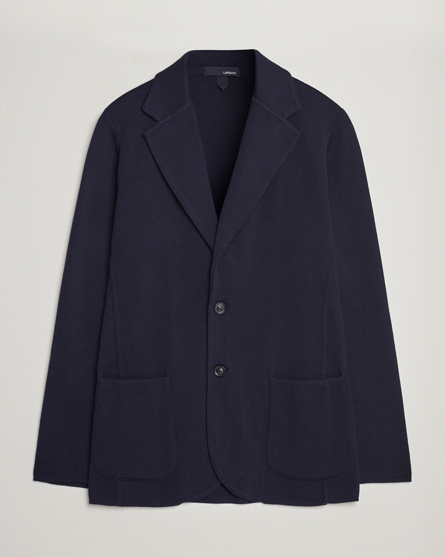 Lardini Knitted Wool Blazer Navy – Blauw