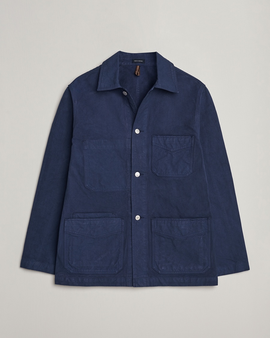 Drake's Duck Cotton Canvas Chore Jacket Navy – Blauw
