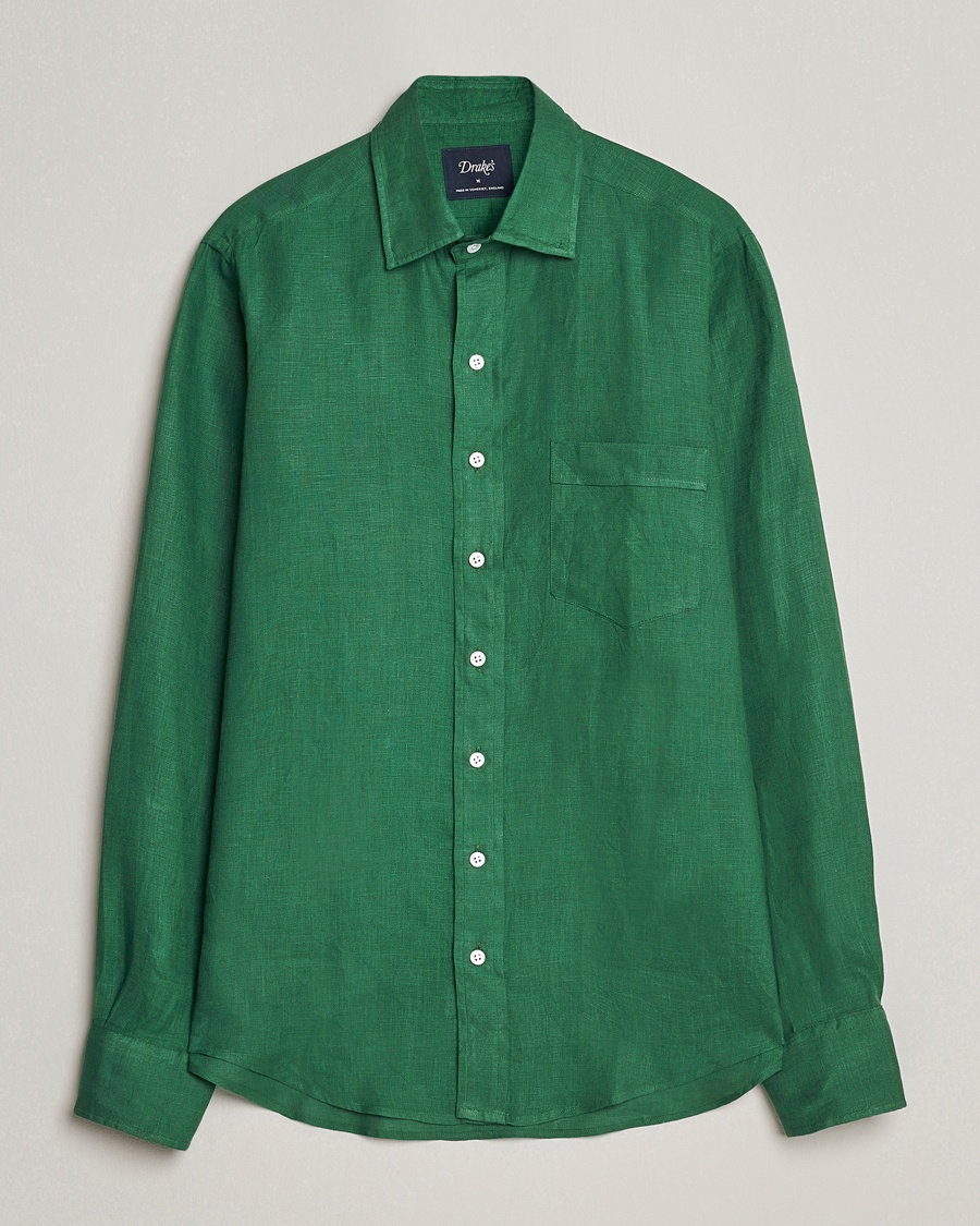 Drake's Linen Summer Shirt Green – Groen