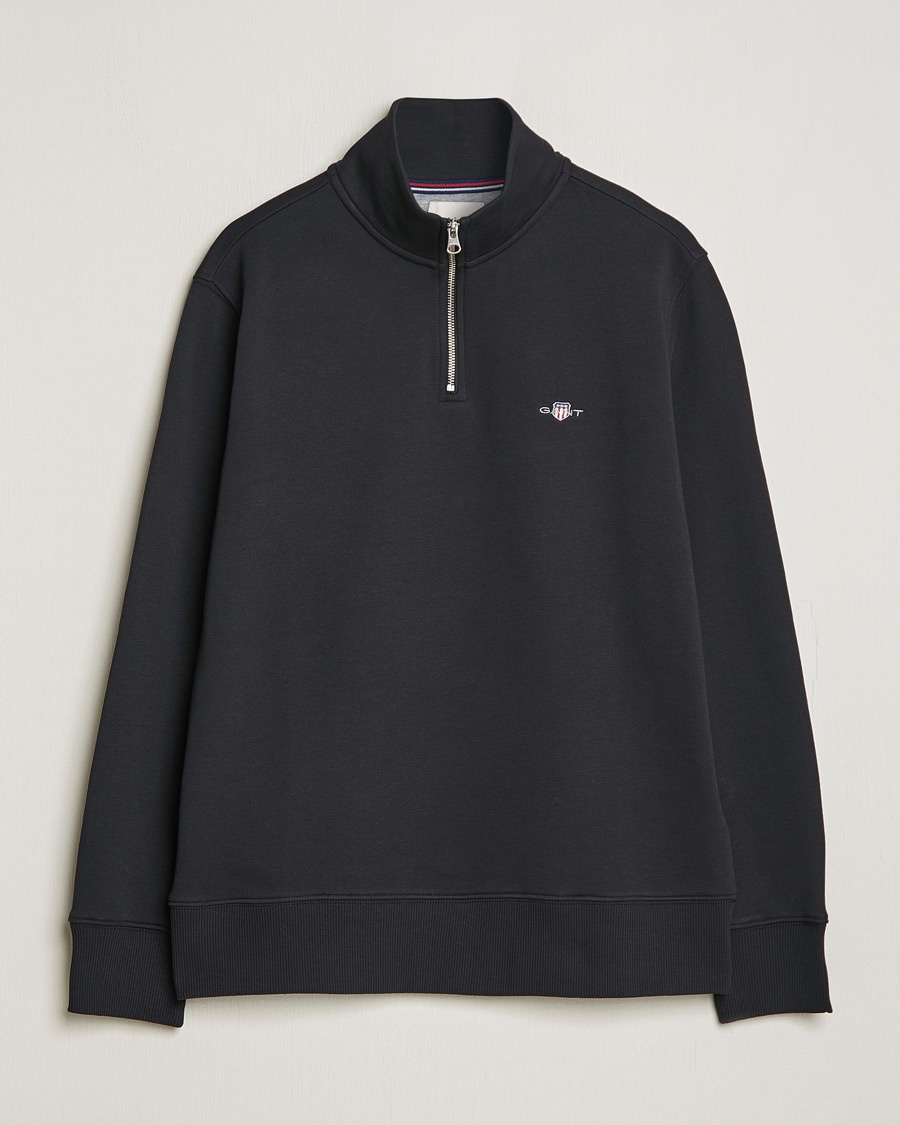 Heren | Truien | GANT | Original Shield Half Zip Sweater Black