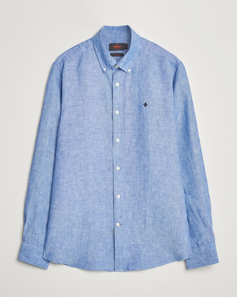 Morris Douglas Linen Button Down Shirt Blue – Blauw