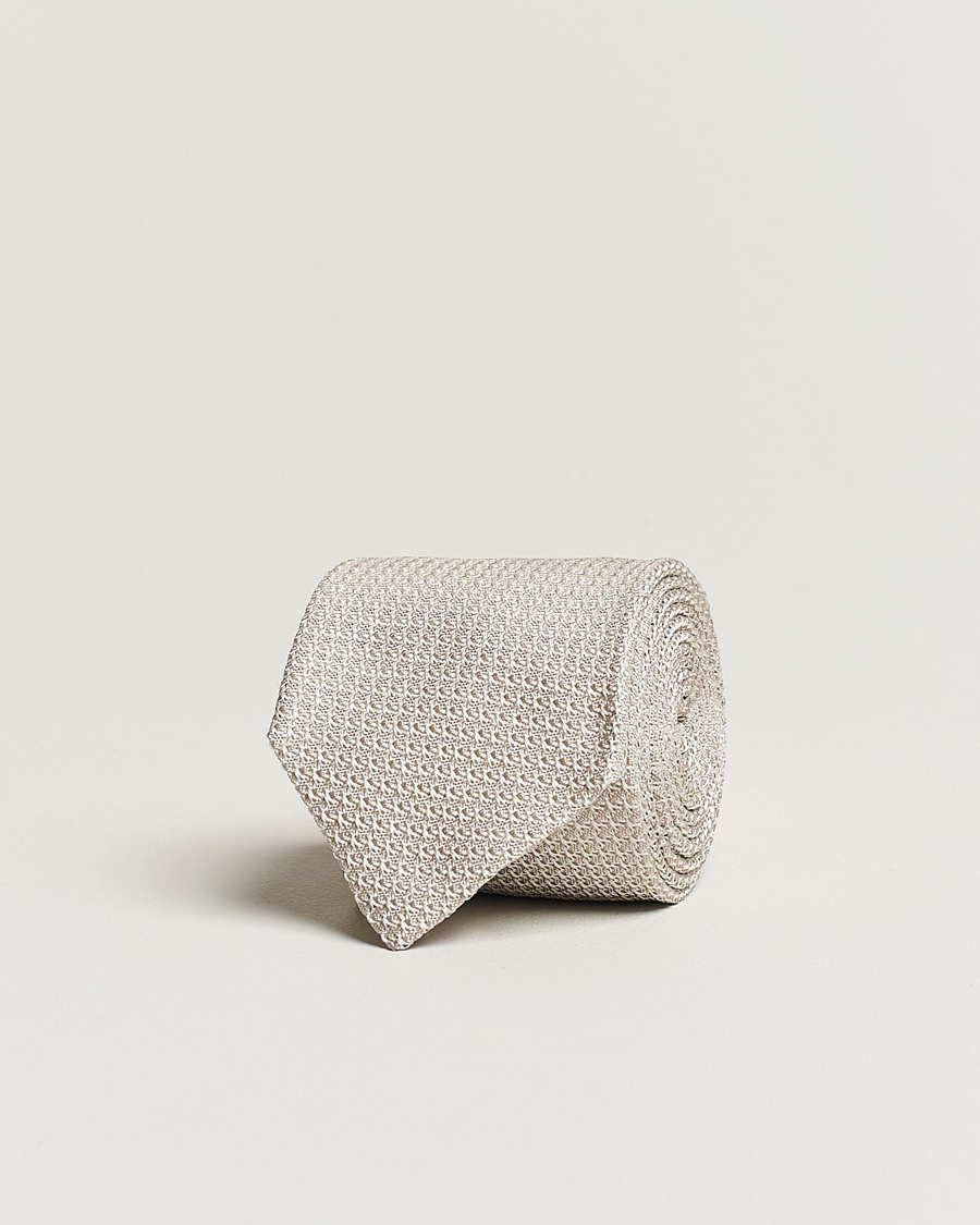 Homme | Cravates | Amanda Christensen | Silk Grenadine 8 cm Tie Beige