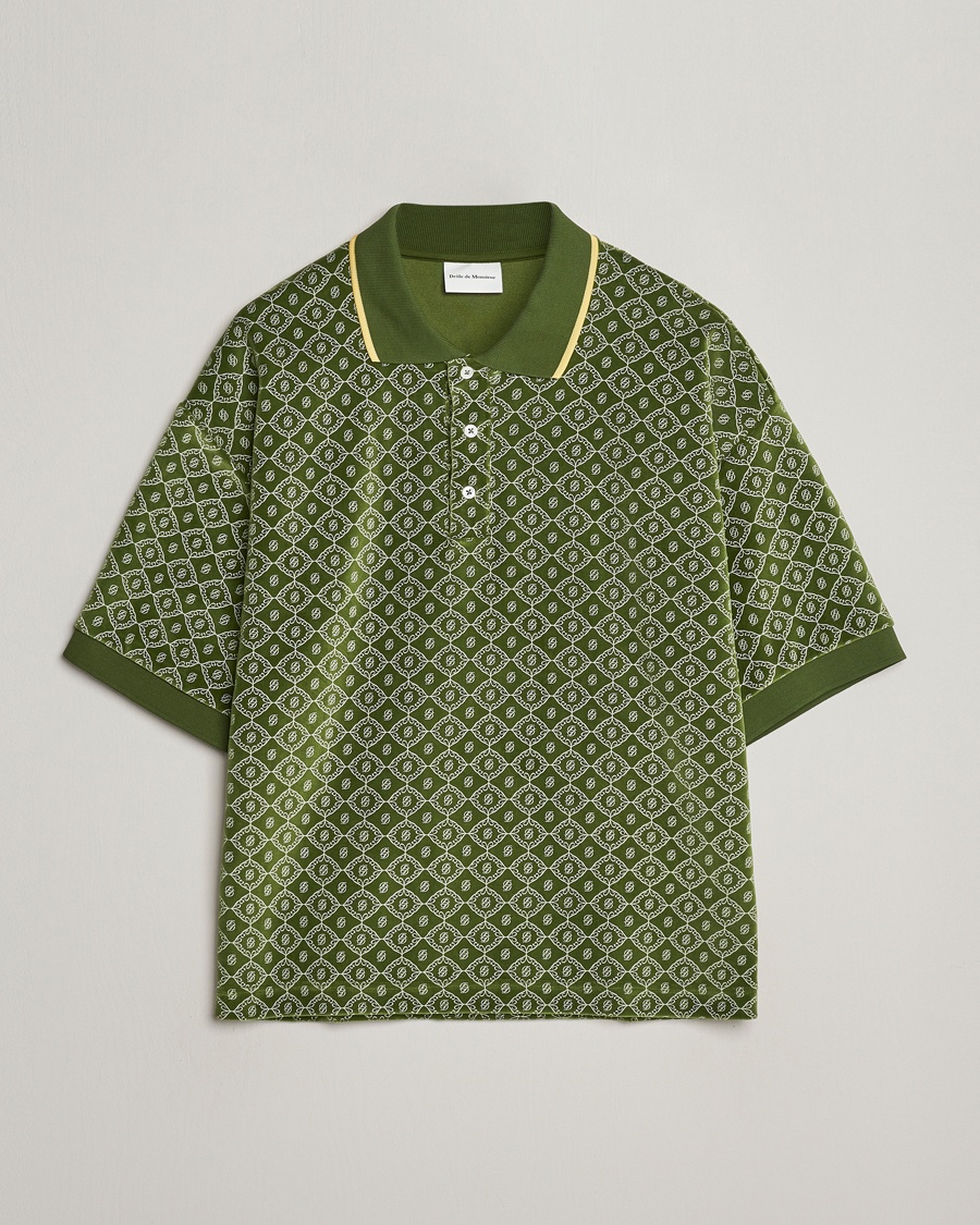 Homme | Polos | Drôle de Monsieur | Short Sleeve Monogram Polo Green