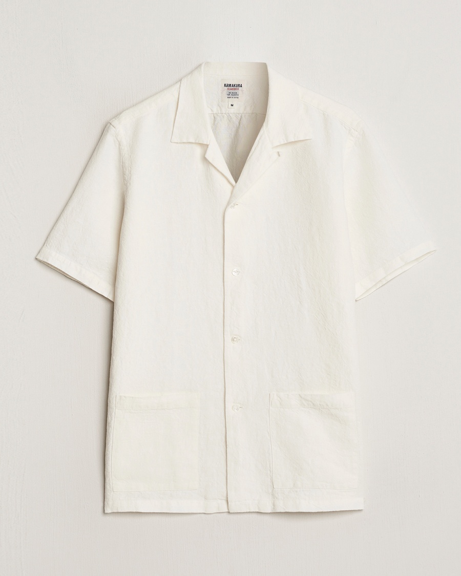 Kamakura Shirts Vintage Ivy Heavy Linen Beach Shirt White – Wit