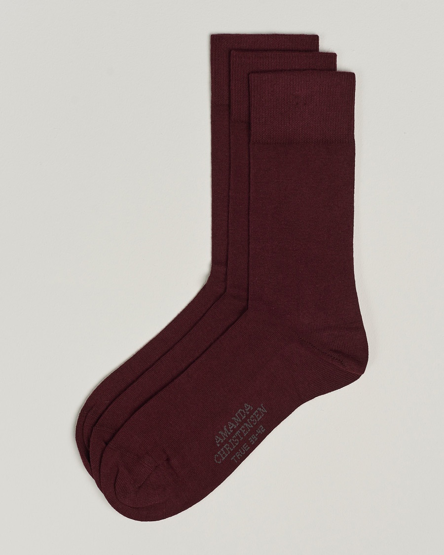 Amanda Christensen 3-Pack True Cotton Socks Bordeaux – Rouge
