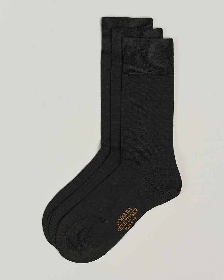 Amanda Christensen 3-Pack Icon Wool/Cotton Socks Dark Brown – Bruin