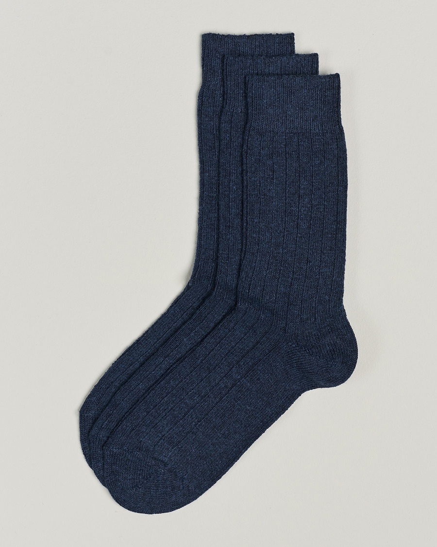 Amanda Christensen 3-Pack Supreme Wool/Cashmere Sock Dark Blue Melange – Bleu