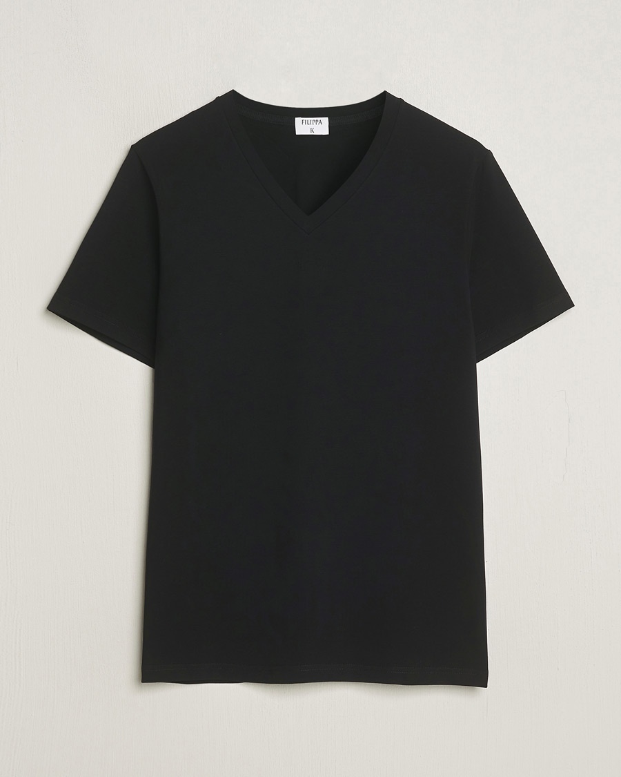 Filippa K Organic Cotton V-Neck T-Shirt Black – Noir