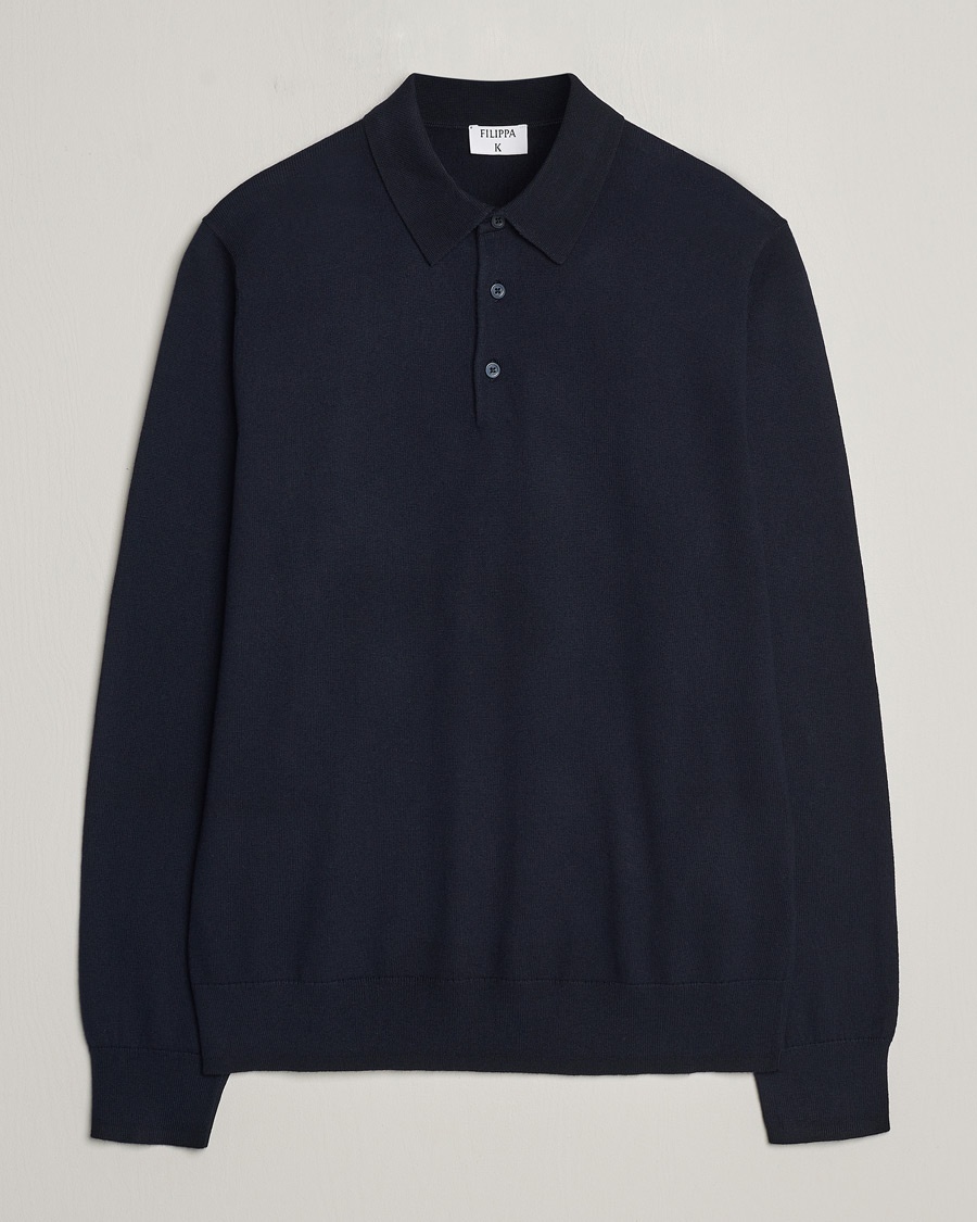 Filippa K Knitted Polo Shirt Navy – Blauw