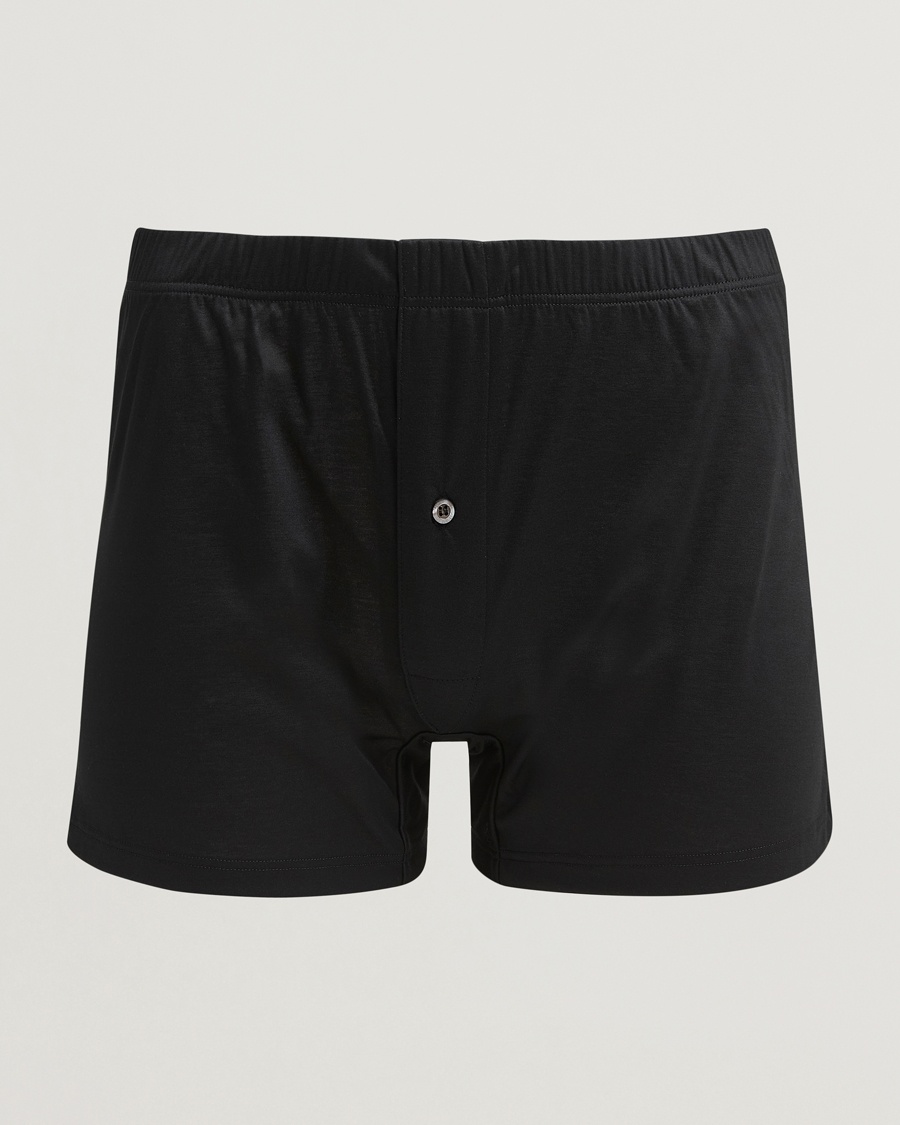 Heren | | Zimmerli of Switzerland | Sea island Cotton Boxer Shorts Black