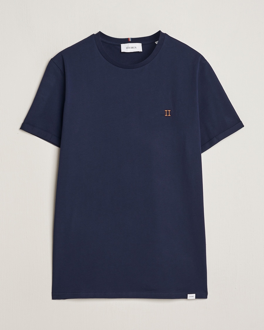 LES DEUX Nørregaard Cotton T-Shirt Navy – Gris