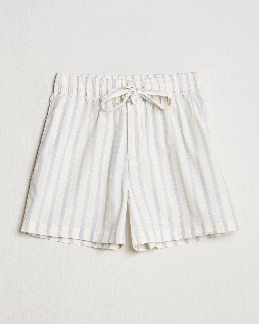 Tekla Poplin Pyjama Shorts Needle Stripes – Bleu