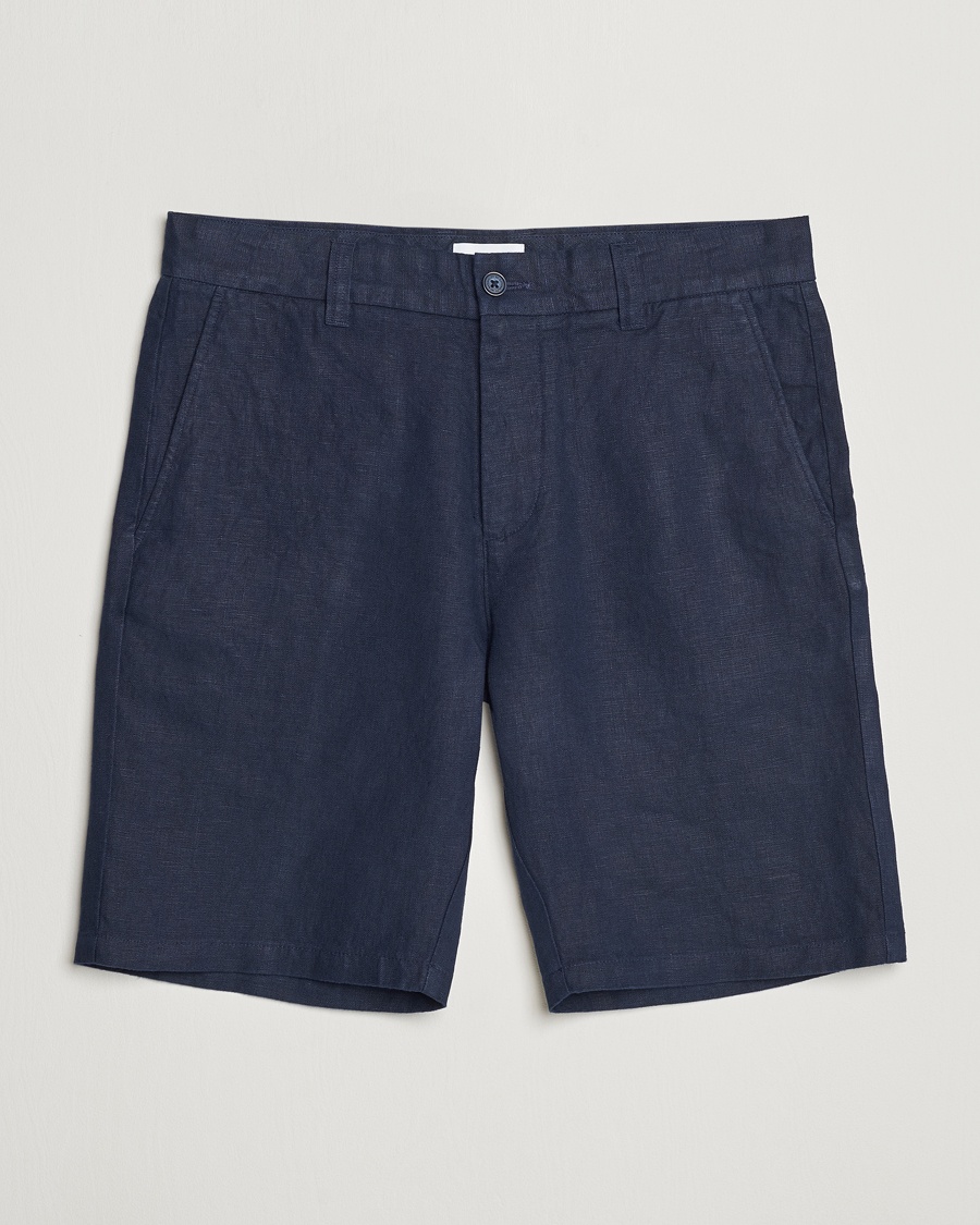 Heren | Business & Beyond - Casual | NN07 | Crown Linen Shorts Navy Blue