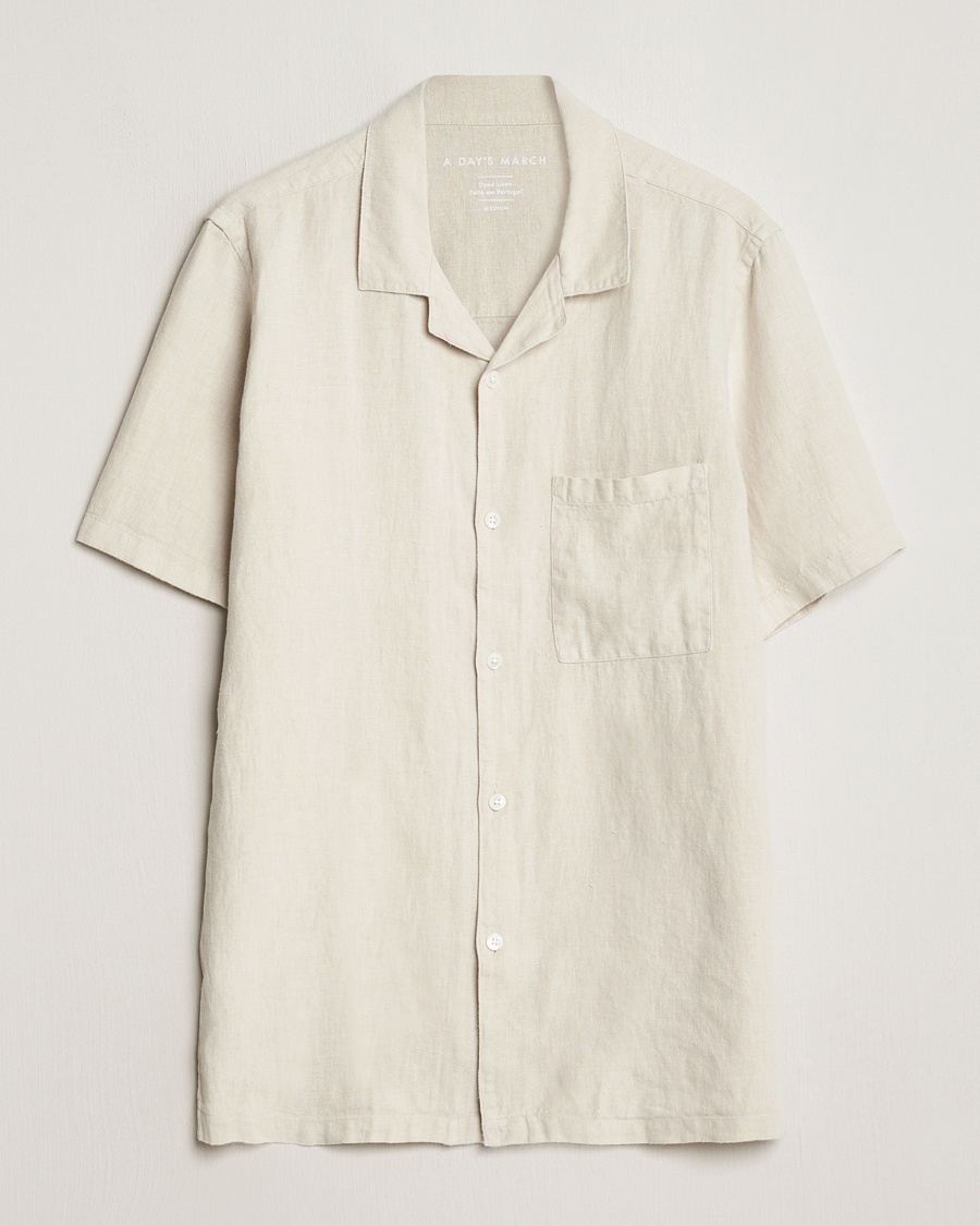Homme | Chemises À Manches Courtes | A Day's March | Yamu Linen Short Sleeve Shirt Sand