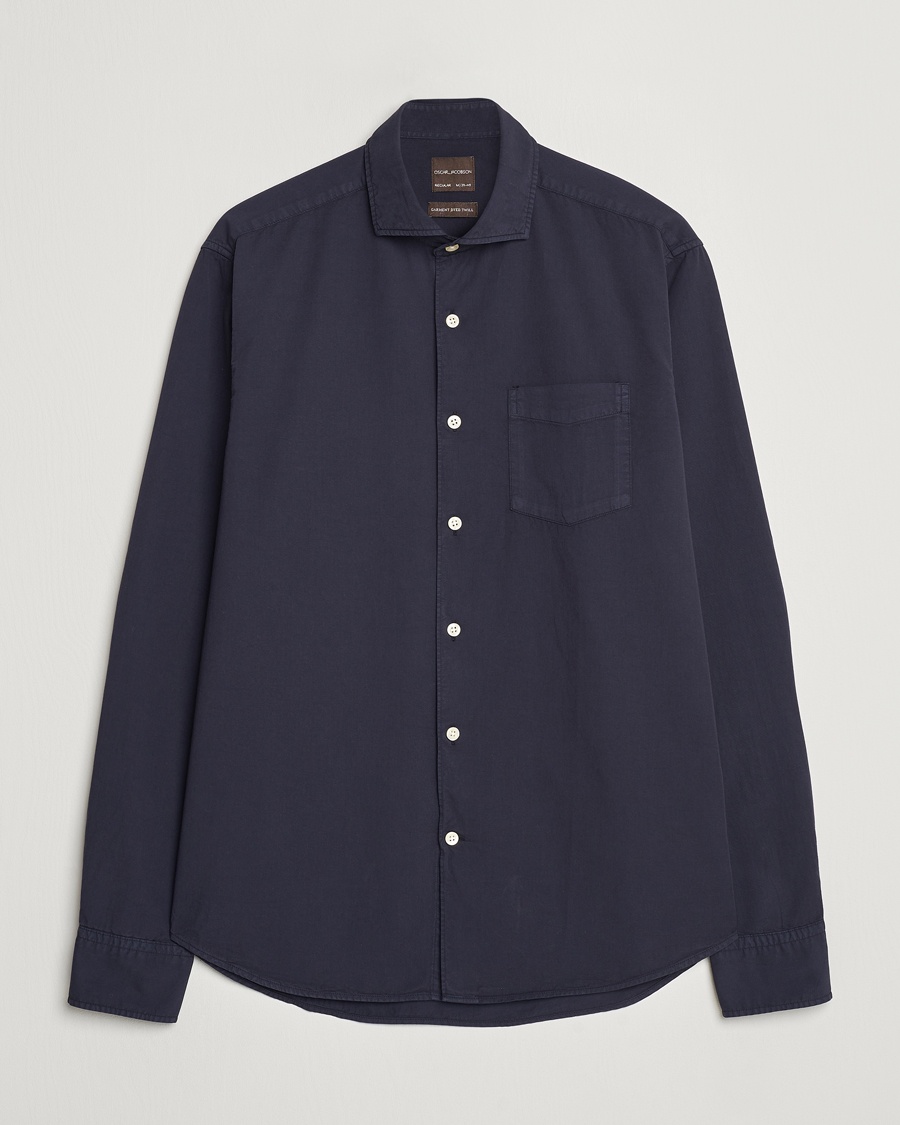 Heren | Overhemden | Oscar Jacobson | Reg Fit Wide Spread C GD Twill Night Blue