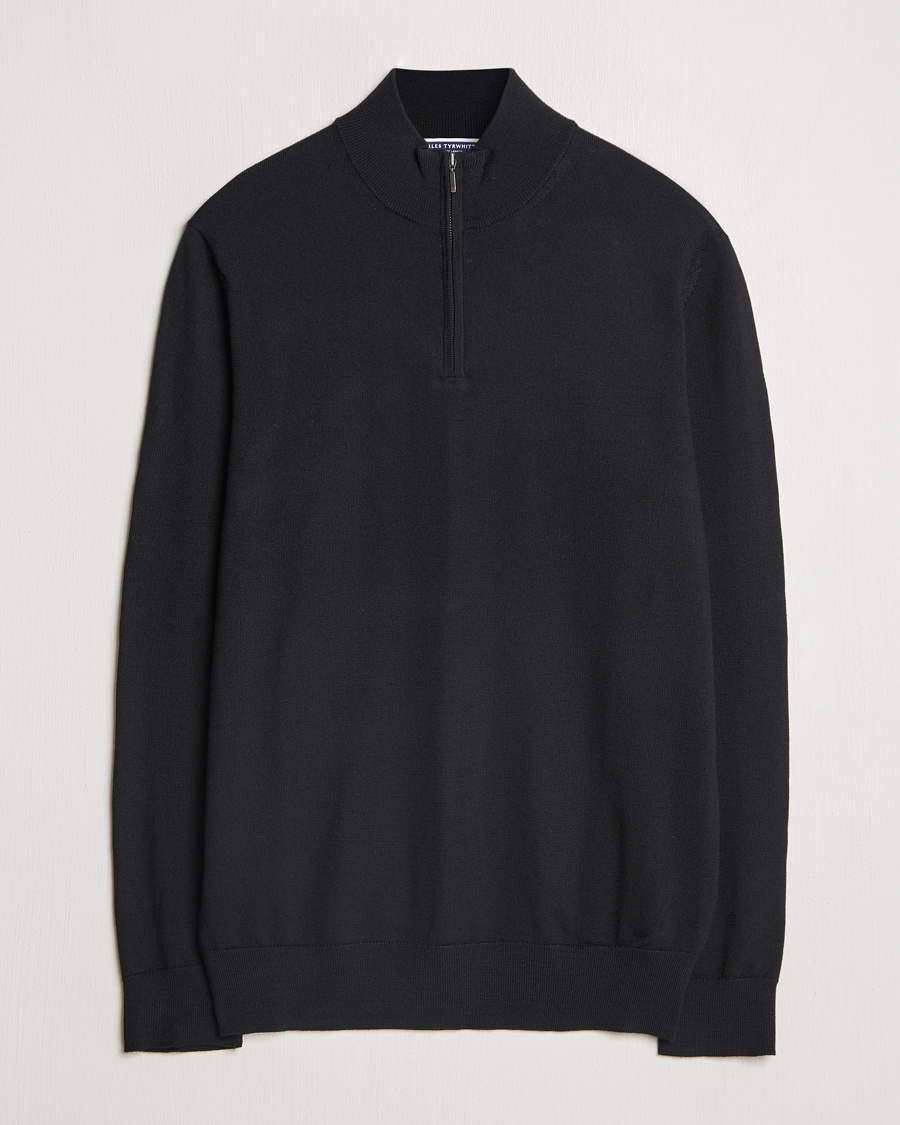 Heren | Half-zip | Charles Tyrwhitt | Pure Merino Zip Neck Jumper Black