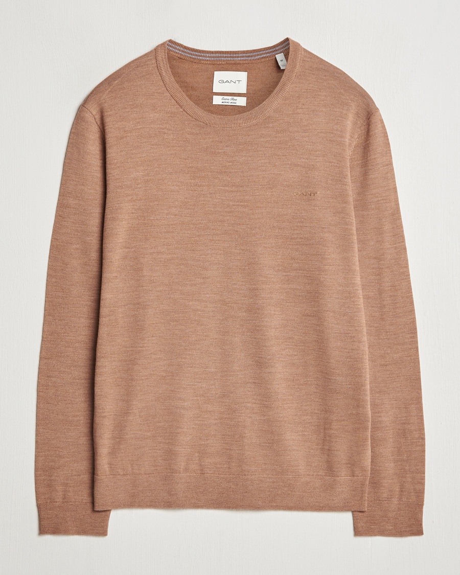 Homme | Soldes -60% | GANT | Extrafine Merino Wool C-Neck Dk Sand Melange