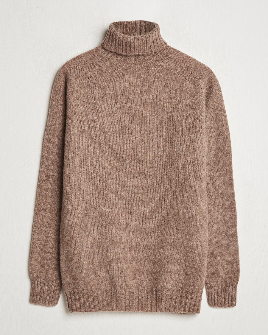 Homme | Pulls à col roulé | Harley Of Scotland | Supersoft Lambswool Rollneck Nutmeg Brown