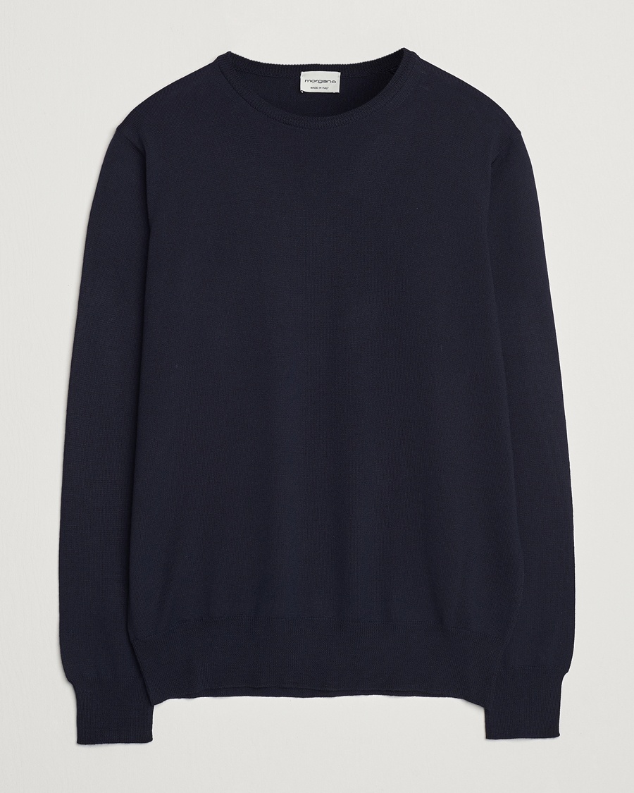 Homme | | Morgano | Extra Fine Merino Wool Crewneck Navy