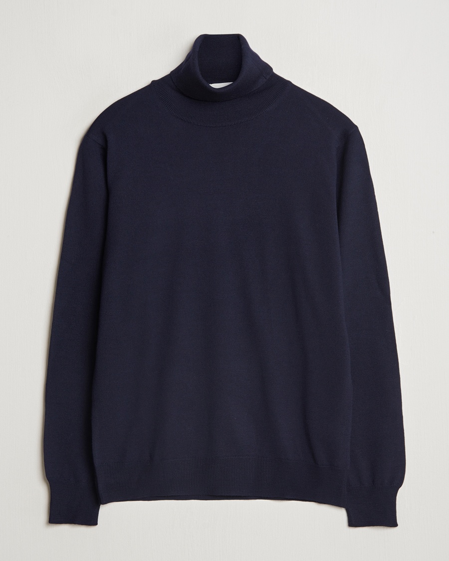 Homme | | Morgano | Extra Fine Merino Wool Rollneck Navy
