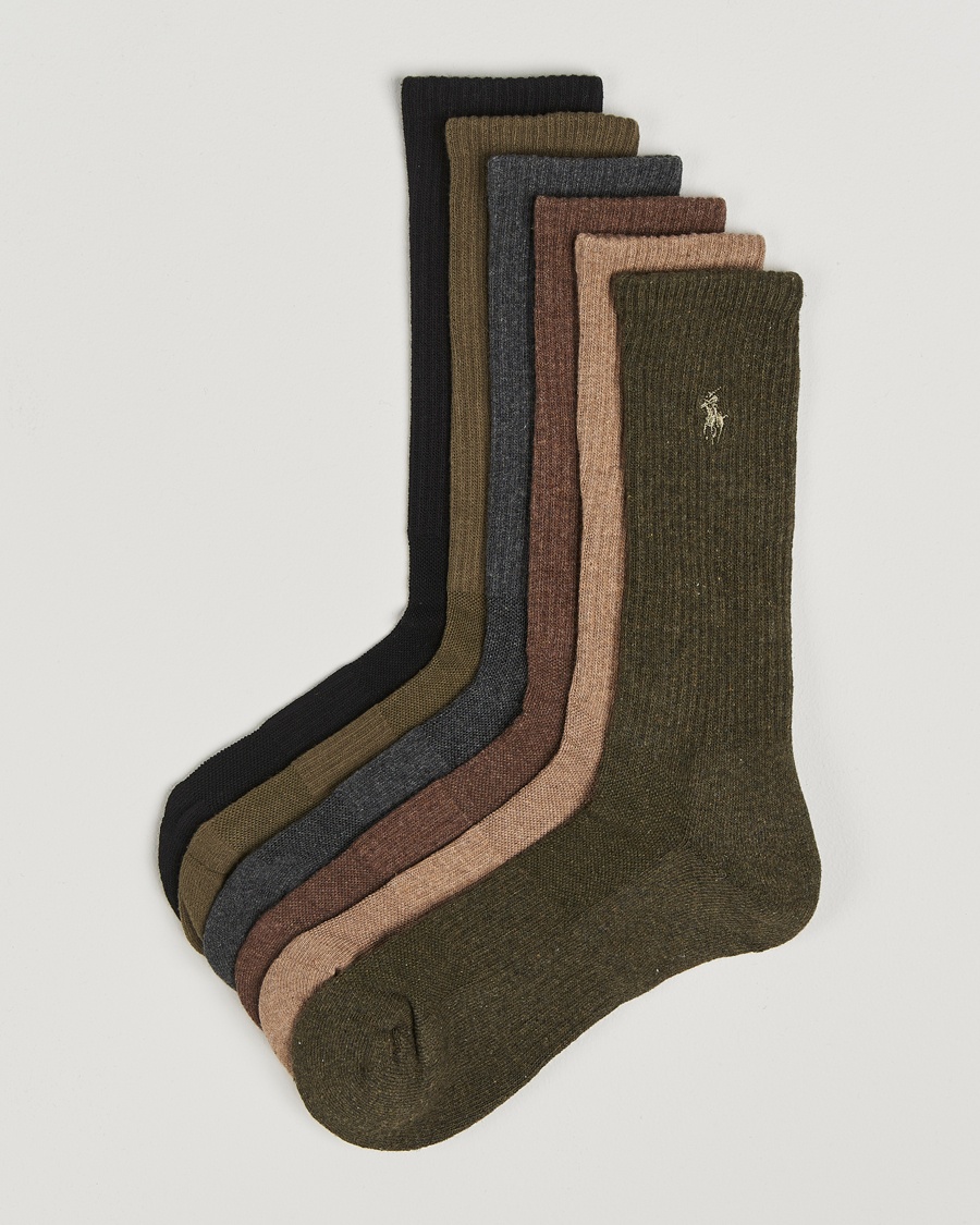 Polo Ralph Lauren6-Pack Performance Crew SocksBrown – Multicolore