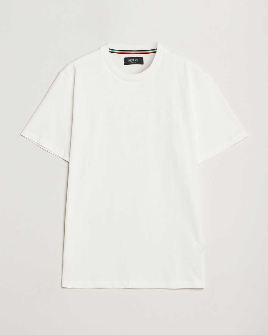 Replay Tonal Logo Crew Neck T-Shirt Off White – Wit