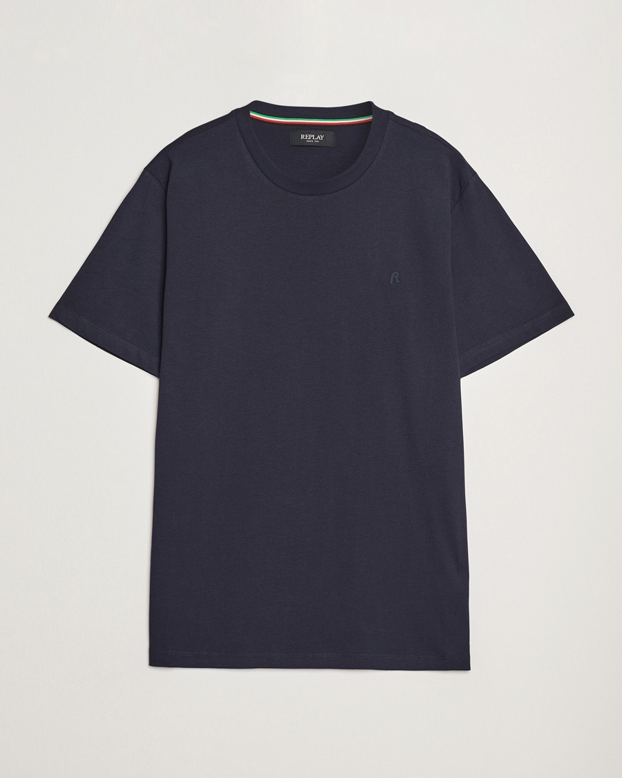 Replay Tonal Logo Crew Neck T-Shirt Navy – Bleu