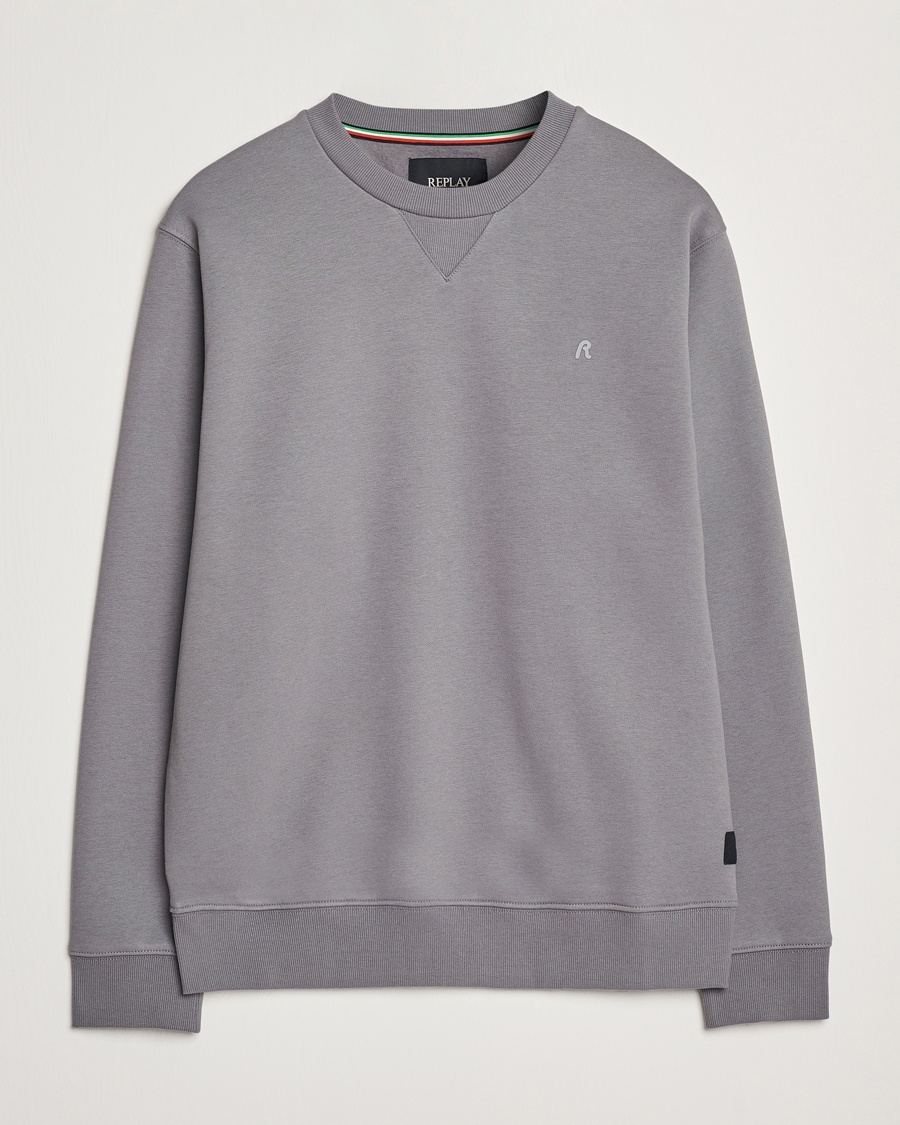 Homme | Sweat-shirts Gris | Replay | Tonal Logo Crew Neck Sweatshirt Dark Grey
