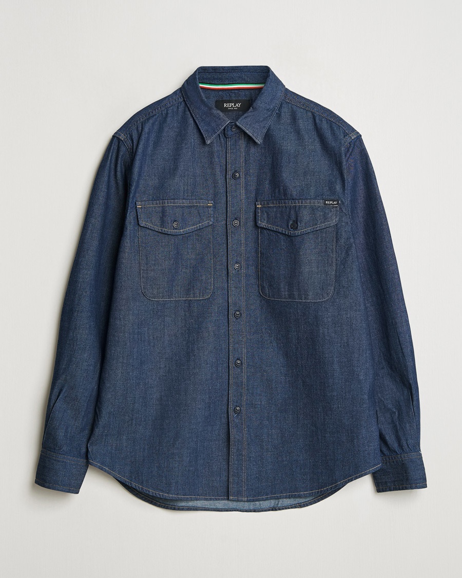 Homme | Replay | Replay | Denim Shirt Dark Blue